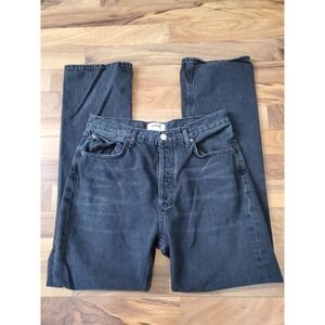 Agolde Black Denim Jeans Dark Wash Button Fly Cotton Size 28